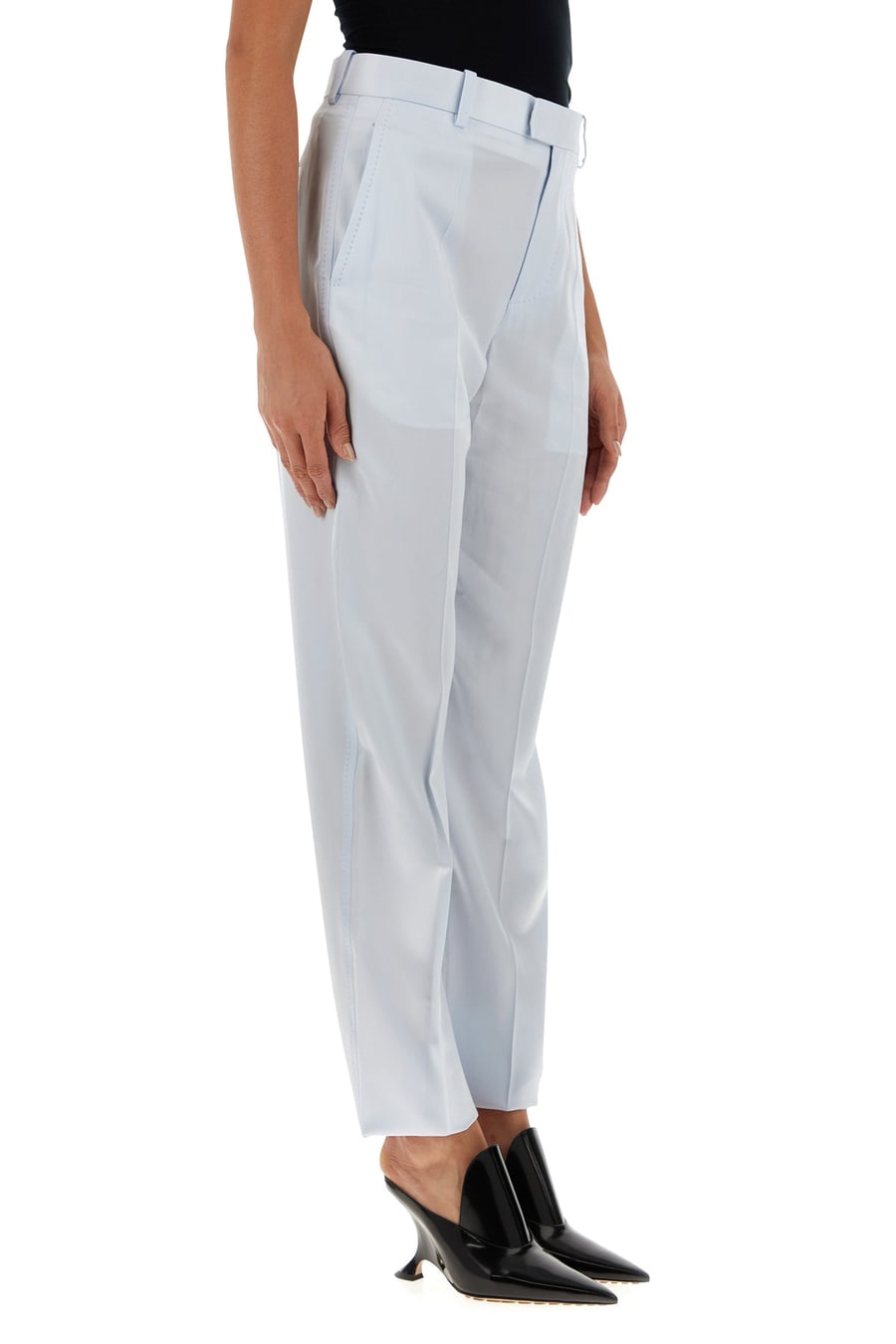 Bottega Veneta Pantalone in twill azzurro pastello, view 3