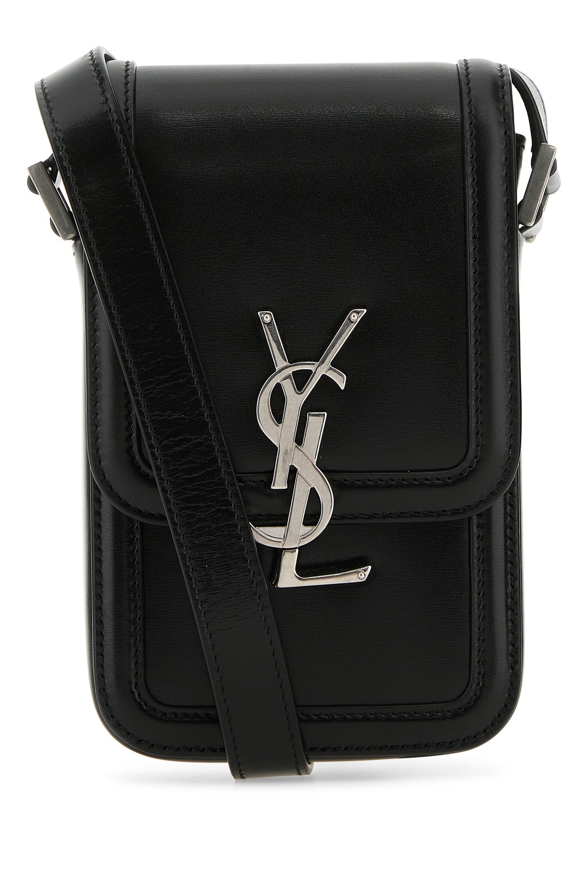 Saint Laurent Porta cellulare in pelle nera