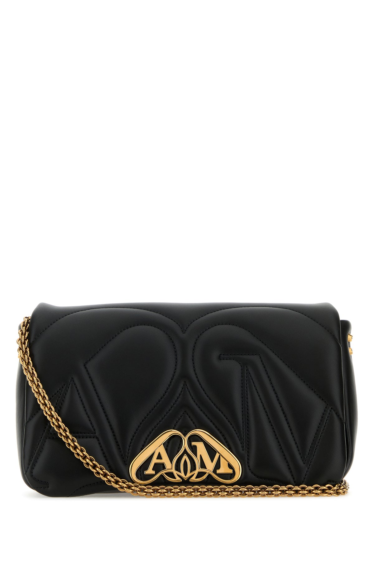 Alexander McQueen Borsa a spalla Seal piccola in pelle nera