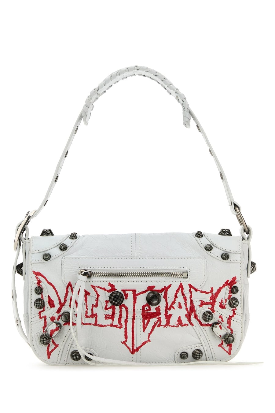 Balenciaga Borsa a tracolla Le Cagole XS DIY Metal in pelle bianca