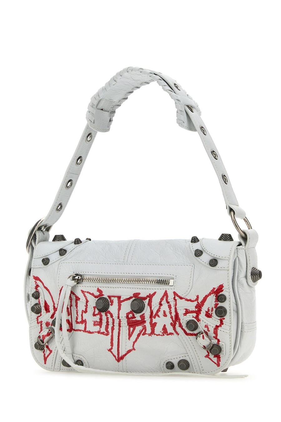 Balenciaga Borsa a tracolla Le Cagole XS DIY Metal in pelle bianca, view 2
