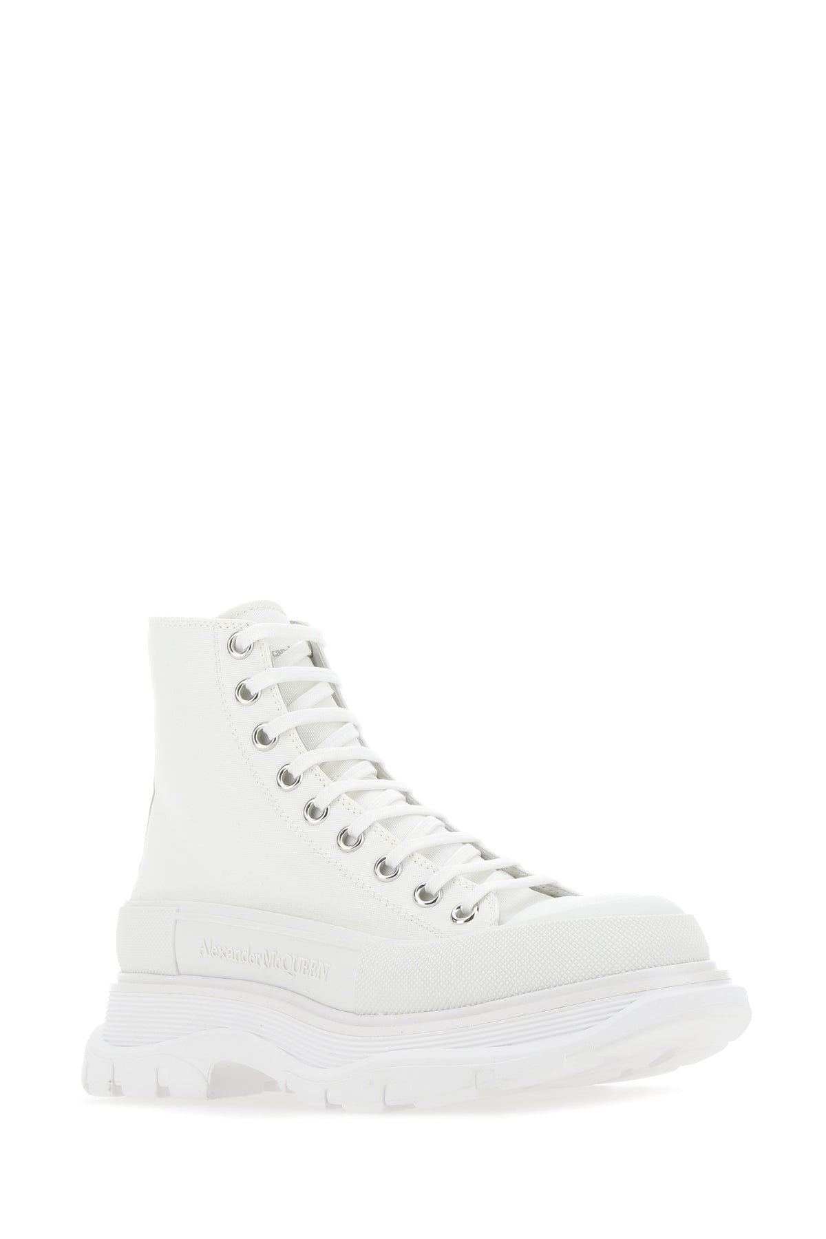 Alexander McQueen Sneakers Canvas Sack in tela bianca, view 2