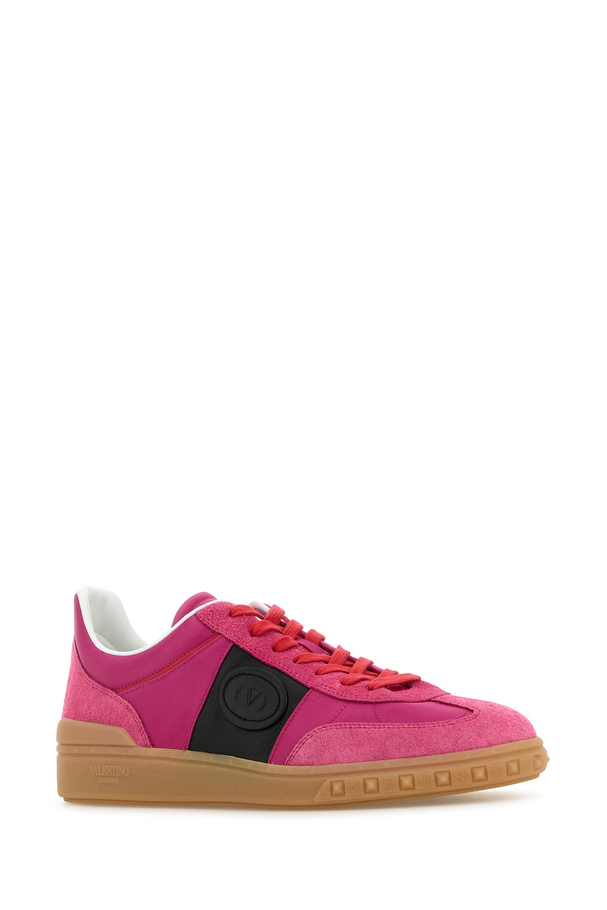 Valentino Garavani Sneakers Upvillage rosa in pelle scamosciata e tessuto, view 2