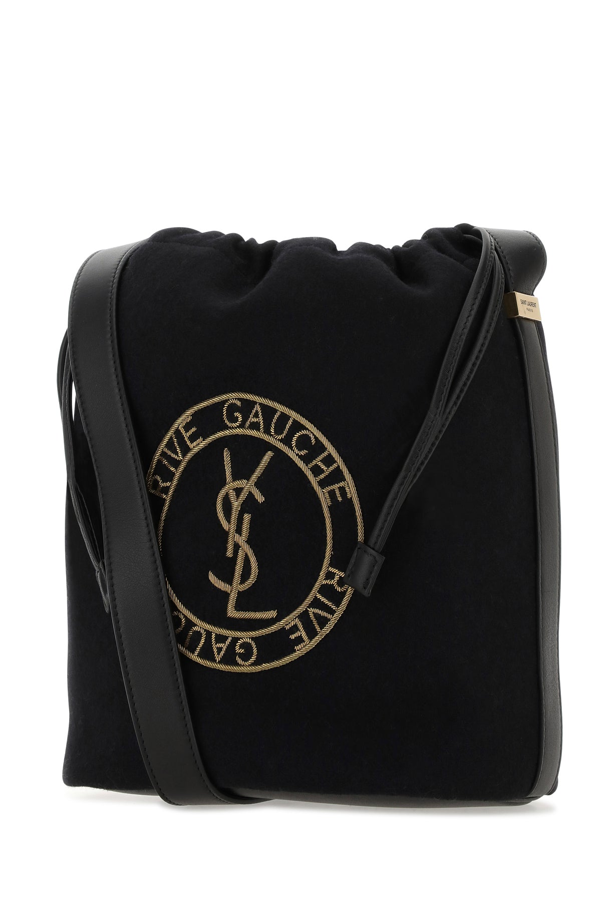 Saint Laurent Borsa a secchiello Rive de Gauche in feltro nero, view 2
