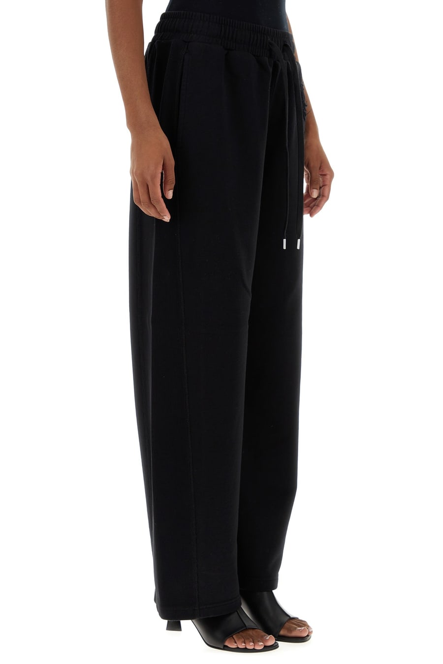 Stella McCartney Pantalone jogging in cotone nero, view 3