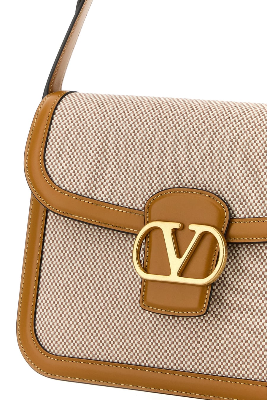 Valentino Garavani Borsa a spalla 9TO5 bicolor in tela e pelle, view 4