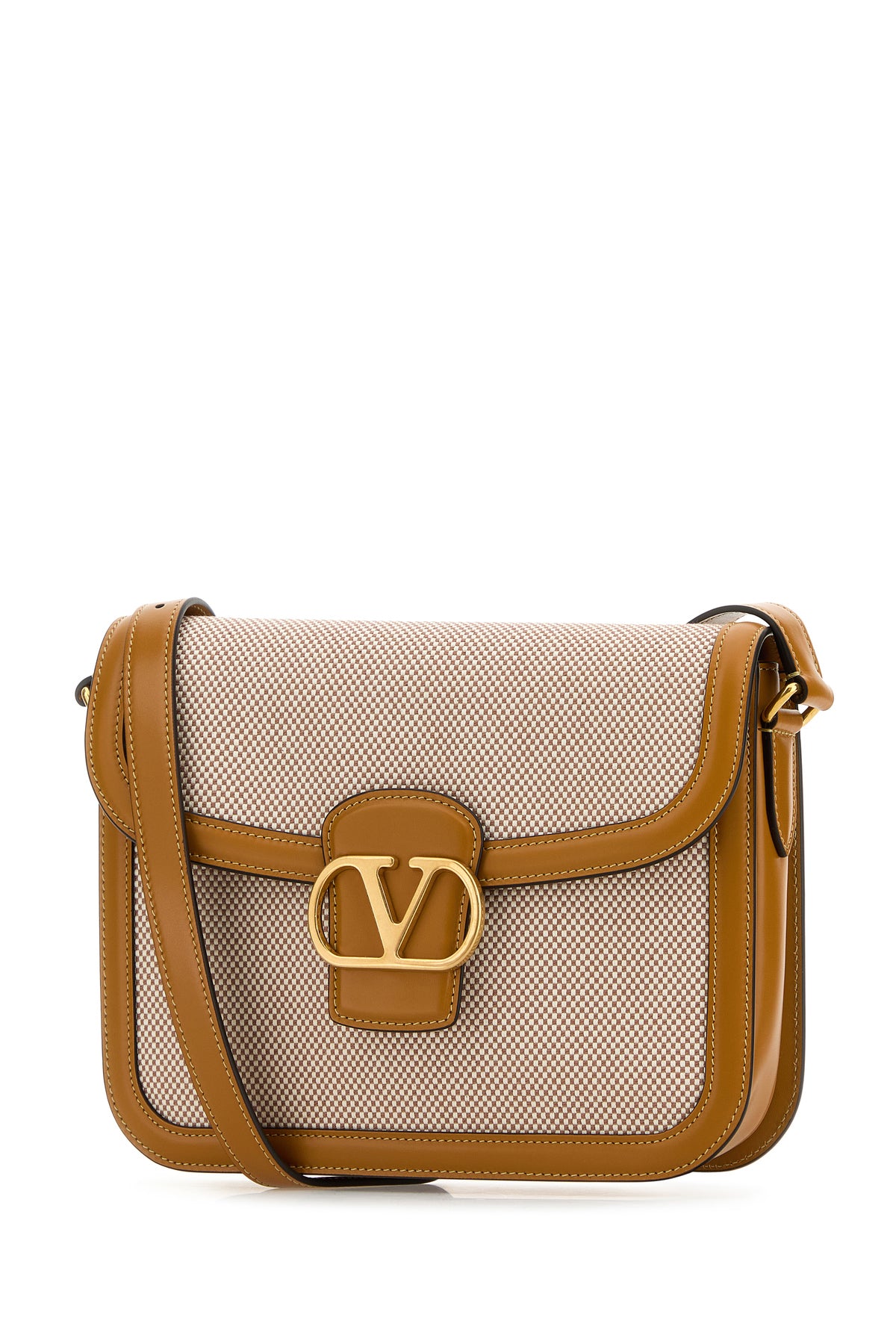 Valentino Garavani Borsa a spalla 9TO5 bicolor in tela e pelle, view 2