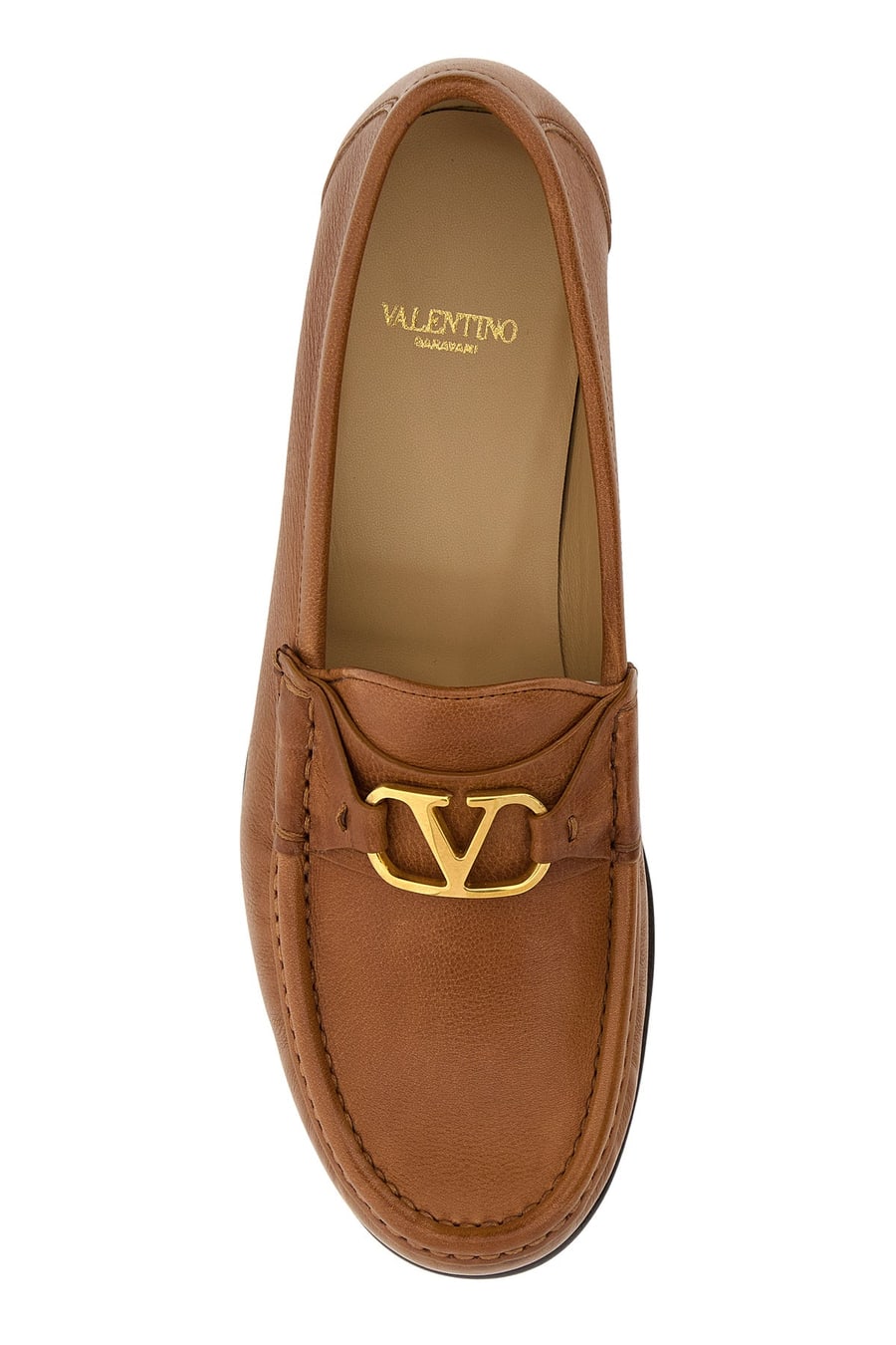 Valentino Garavani Mocassini VLogo in pelle marrone, view 4