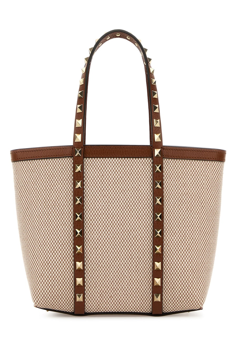Valentino Garavani Borsa a mano Rockstud media in tela bicolor