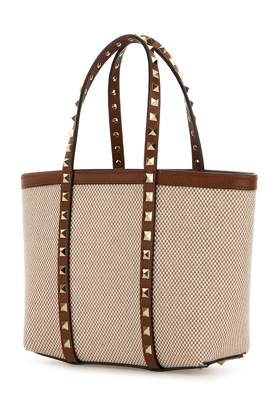 Valentino Garavani Borsa a mano Rockstud media in tela bicolor, view 2