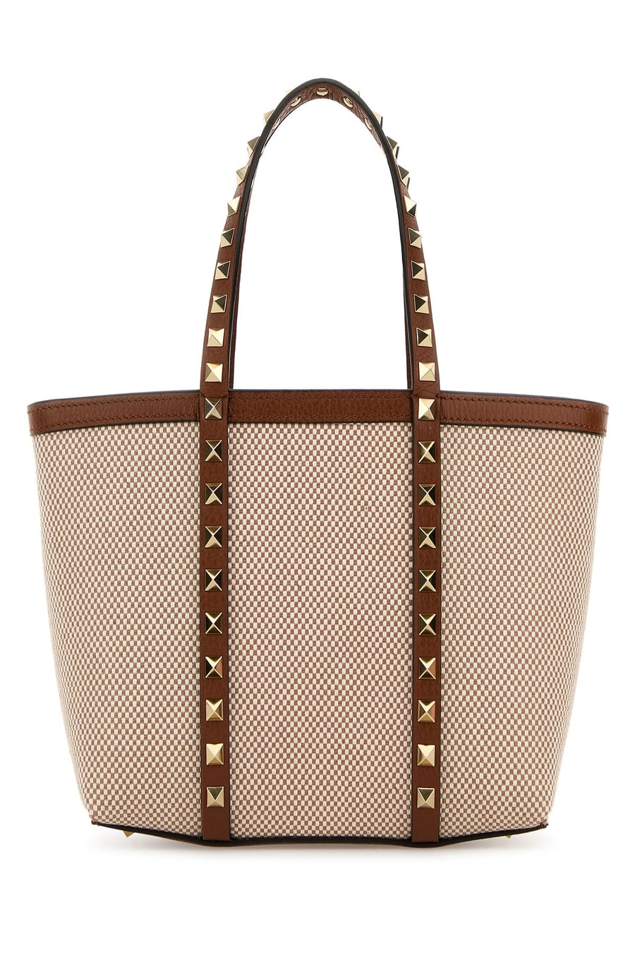 Valentino Garavani Borsa a mano Rockstud media in tela bicolor, view 3
