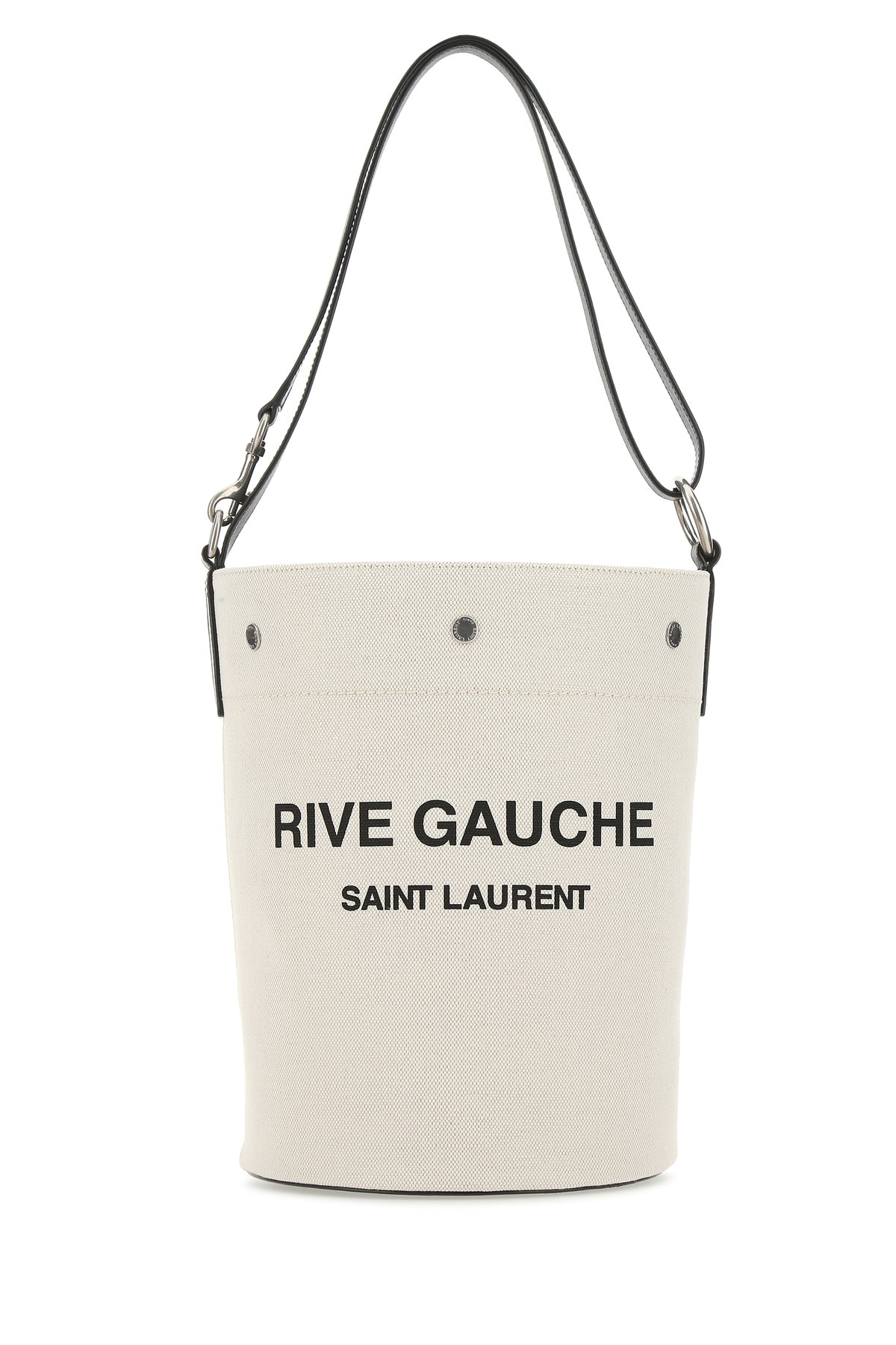 Saint Laurent Borsa a secchiello Rive Gauche in tela avorio