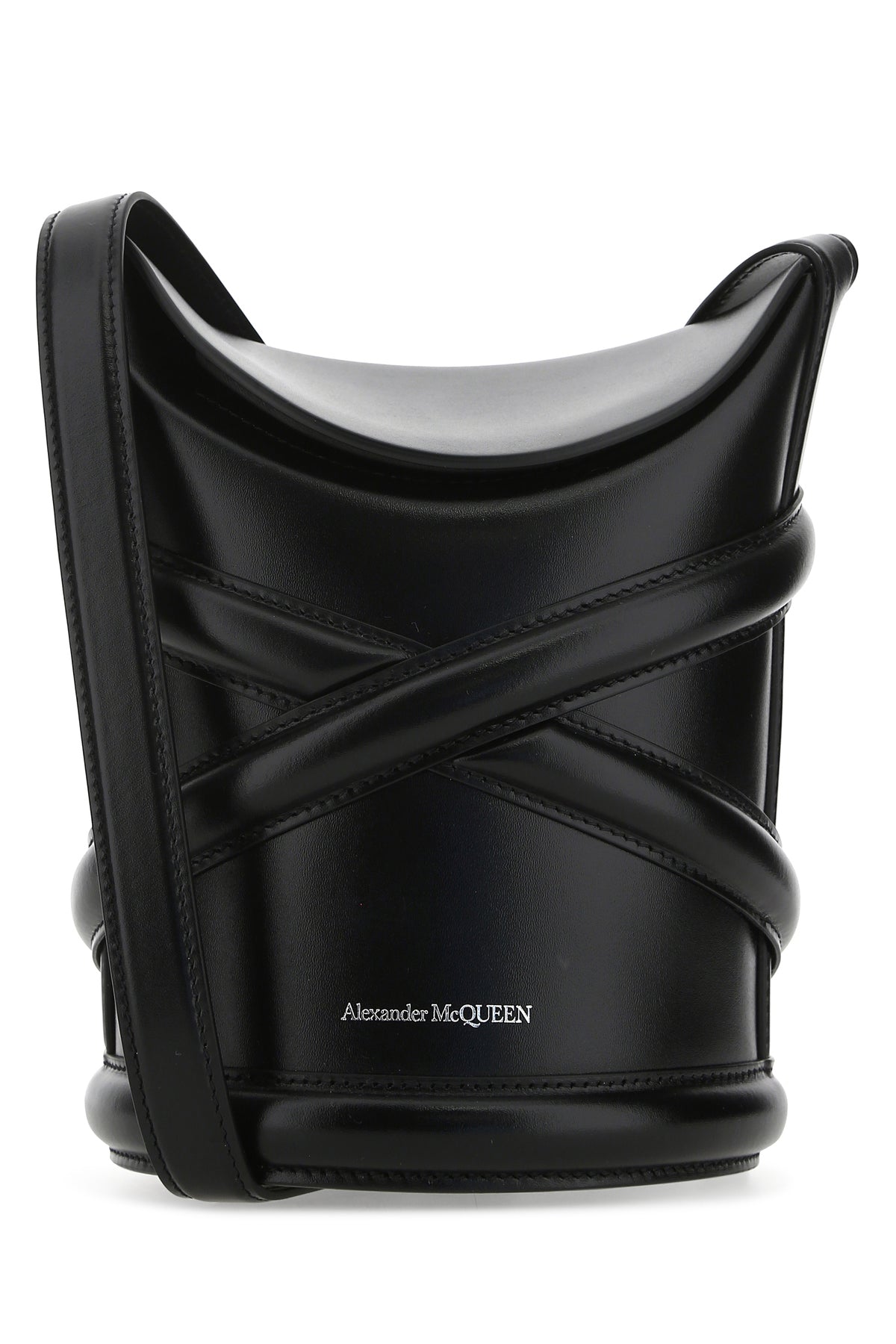 Alexander McQueen Borsa a secchiello The Curve in pelle nera