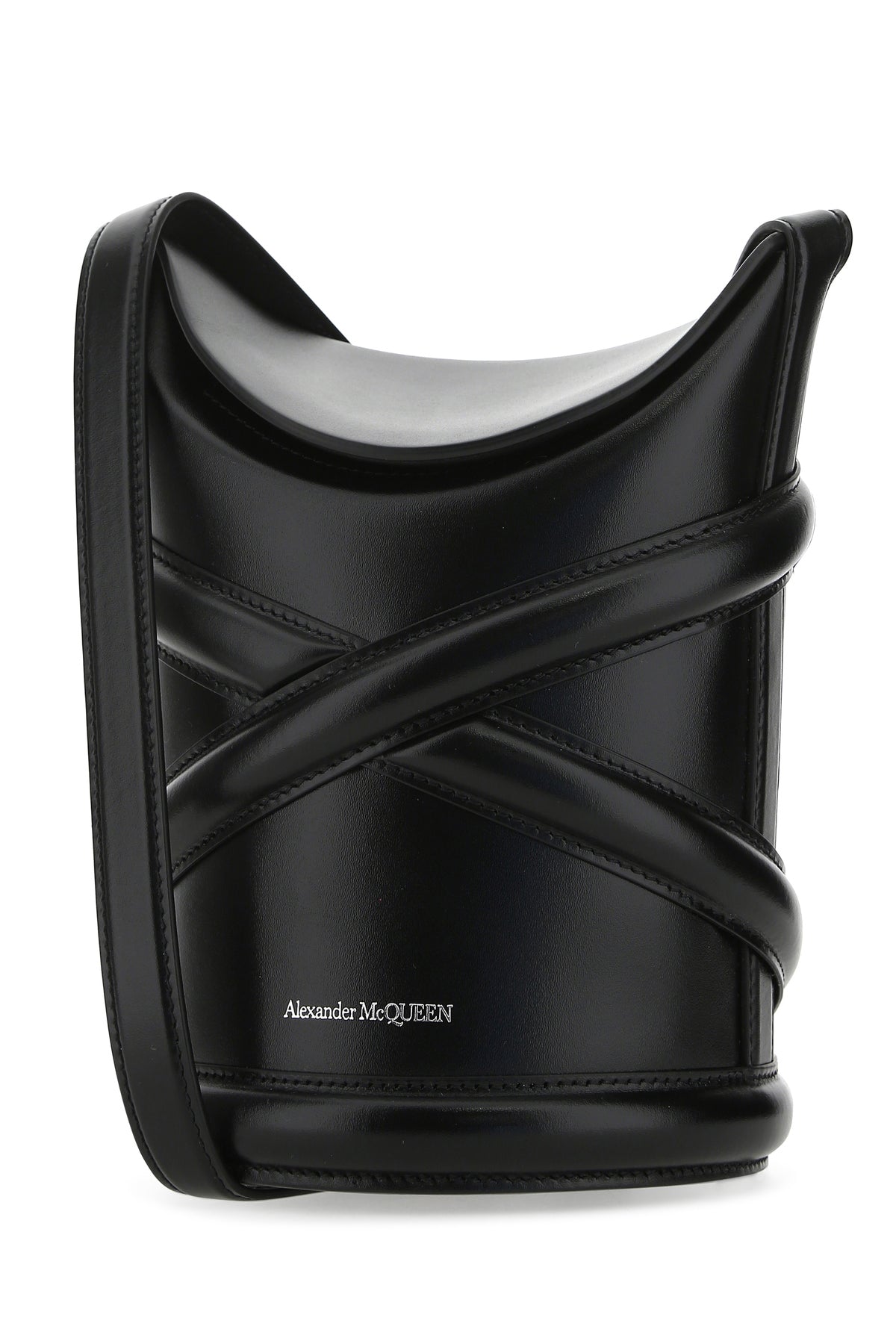 Alexander McQueen Borsa a secchiello The Curve in pelle nera, view 2