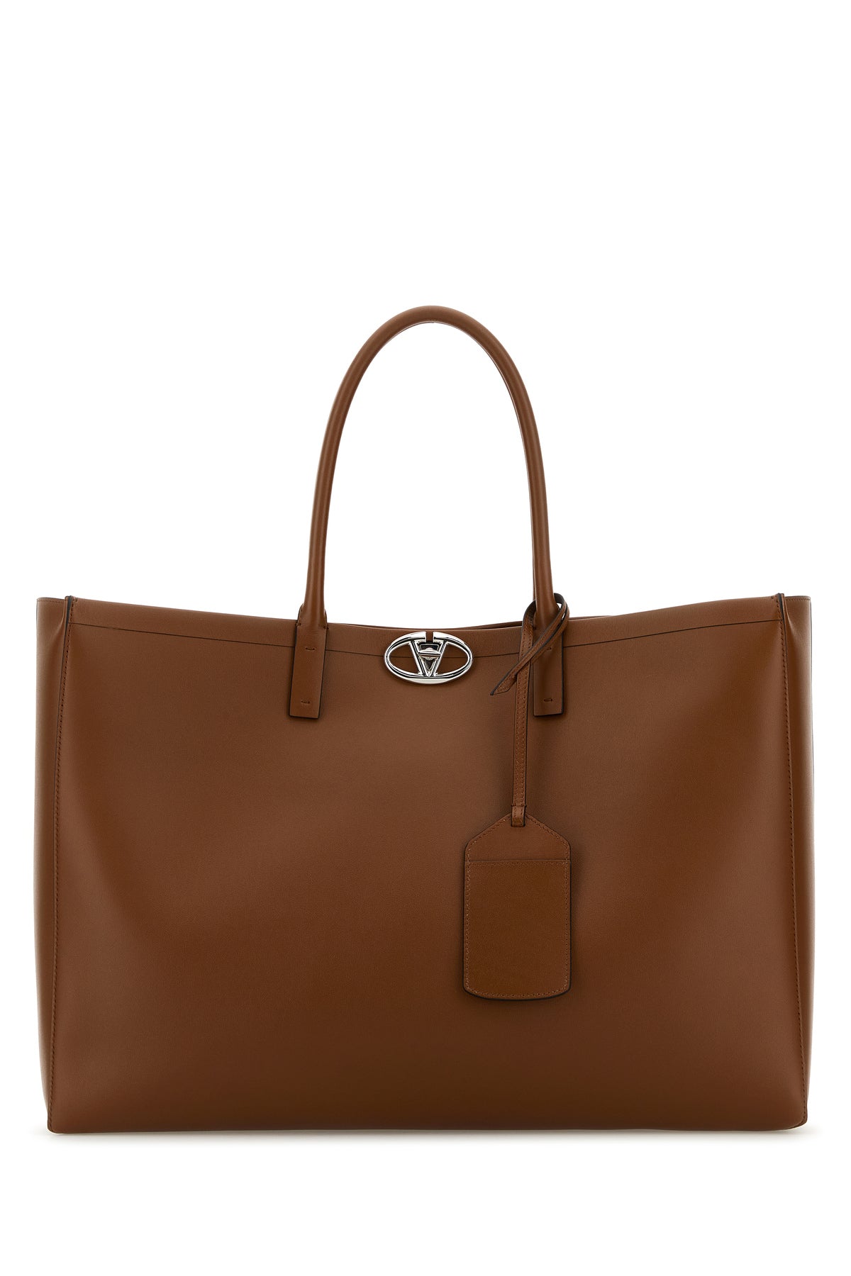 Valentino Garavani Borsa shopping VLogo in pelle marrone