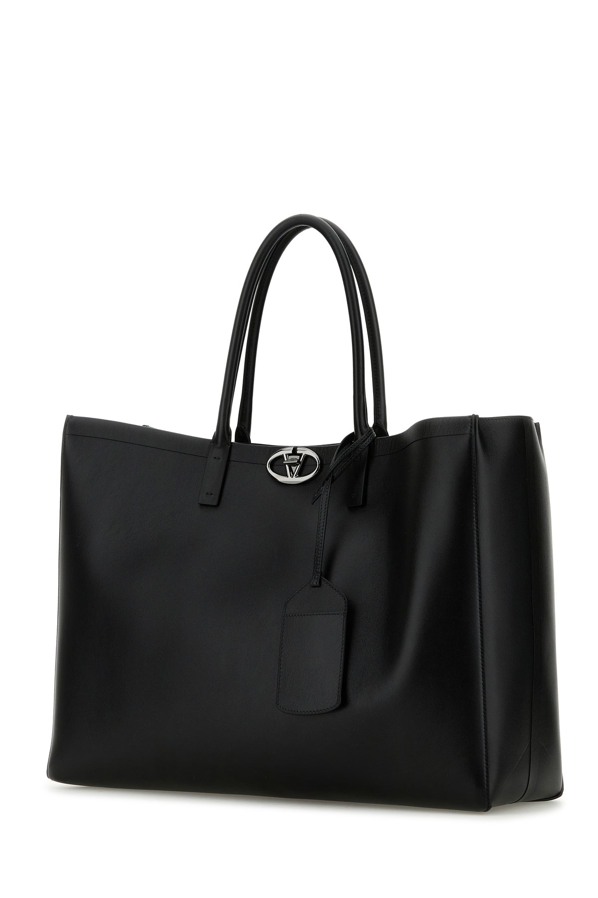 Valentino Garavani Borsa shopping VLogo in pelle nera, view 2
