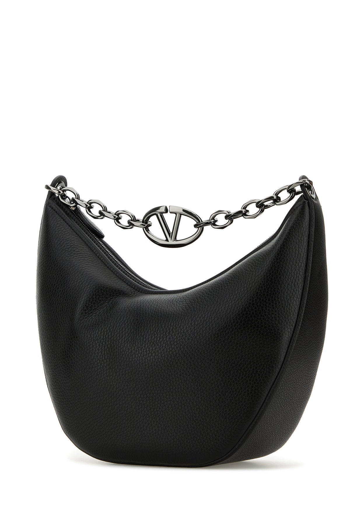 Valentino Garavani Borsa a spalla Hobo VLogo Moon in pelle nera, view 2