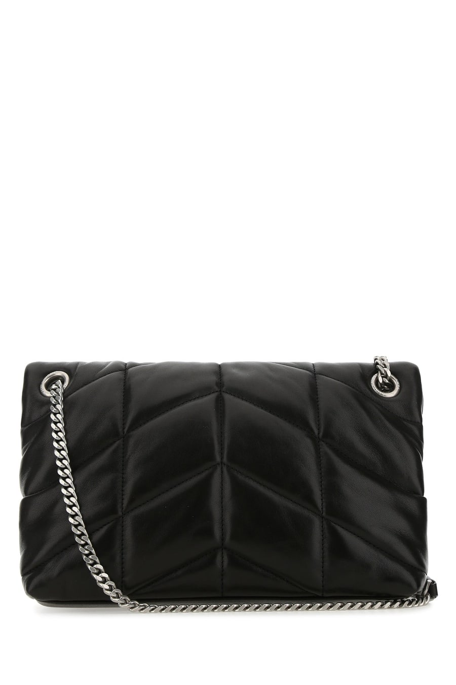 Saint Laurent Borsa a spalla Puffer piccola in nappa nera, view 3