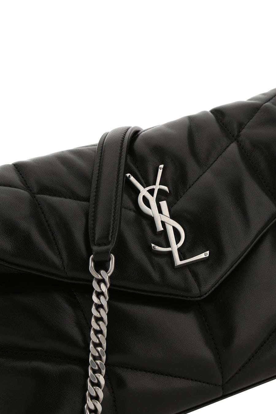 Saint Laurent Borsa a spalla Puffer piccola in nappa nera, view 4