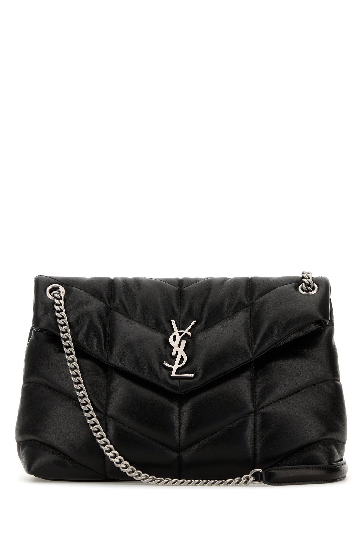 Saint Laurent Borsa a spalla Puffer media in nappa nera