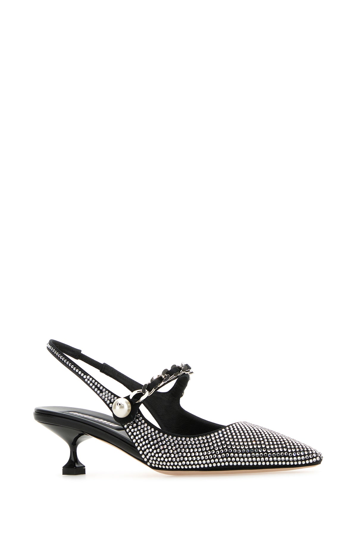 Miu Miu Scarpe con tacco in raso decorato, view 2
