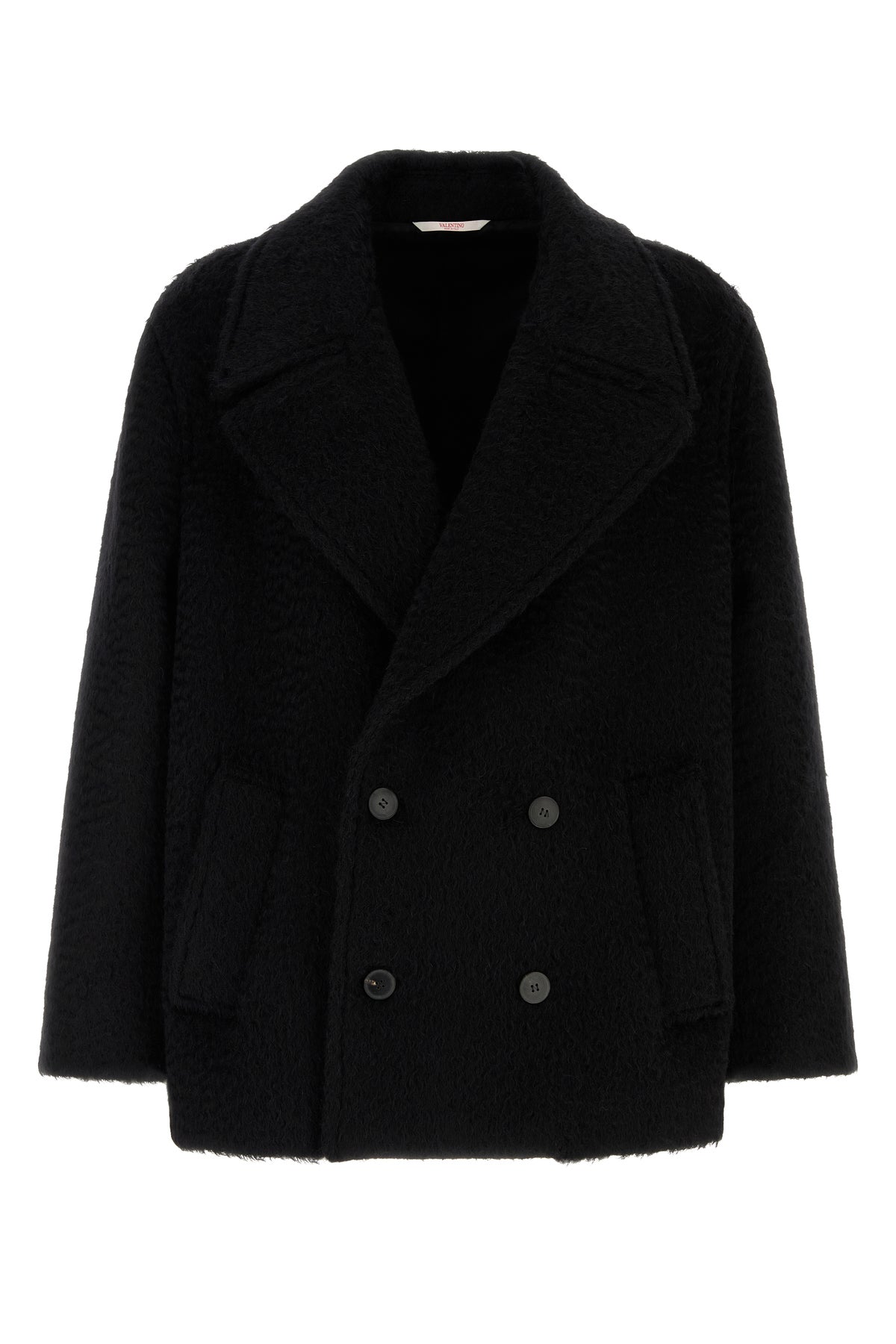 Valentino Garavani Cappotto nero in mohair e lana