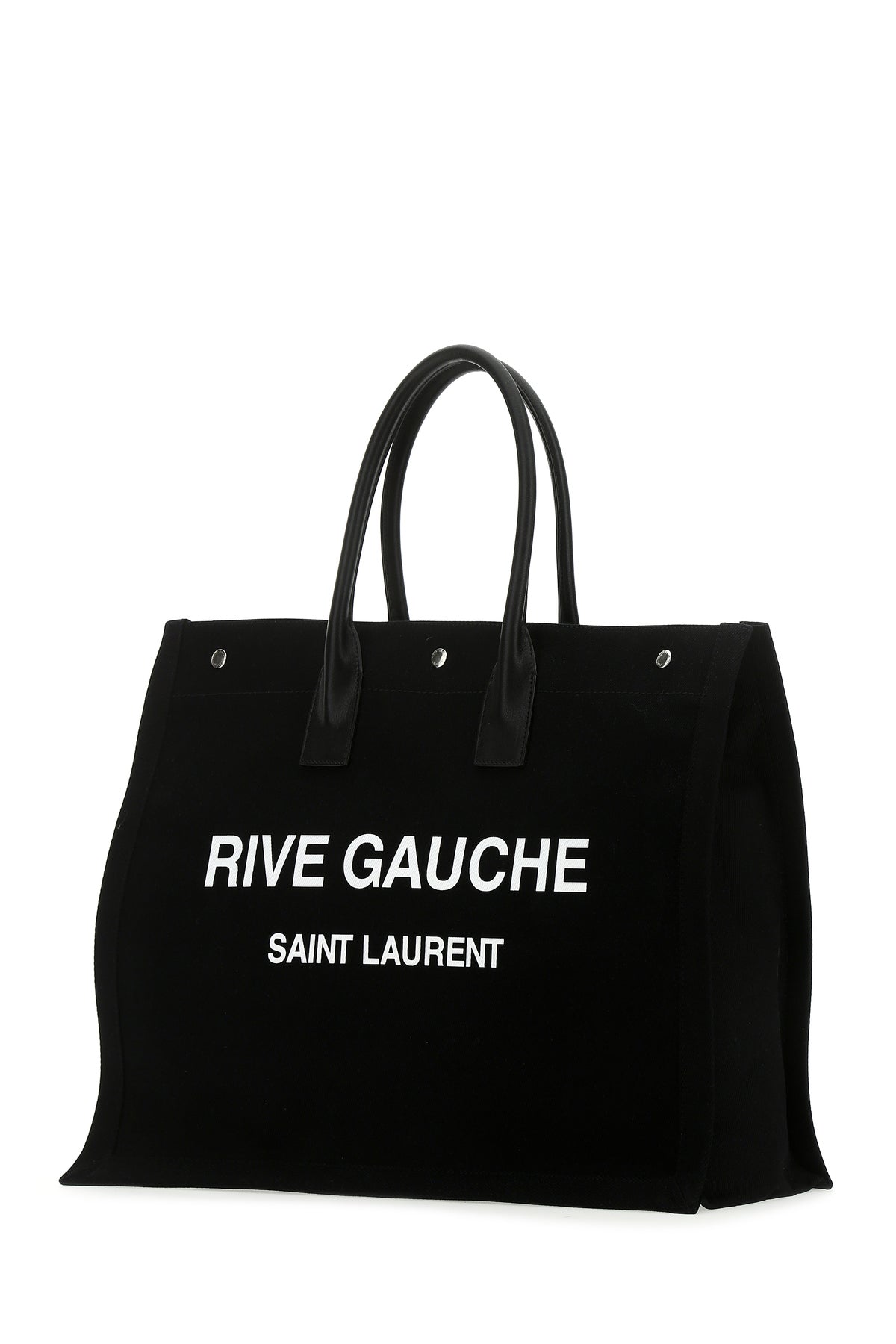 Saint Laurent Borsa shopping Rive Gauche grande in tela nera, view 2