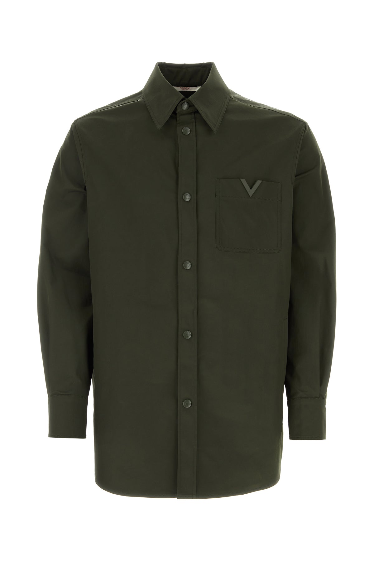 Valentino Garavani Camicia in poliestere stretch verde oliva