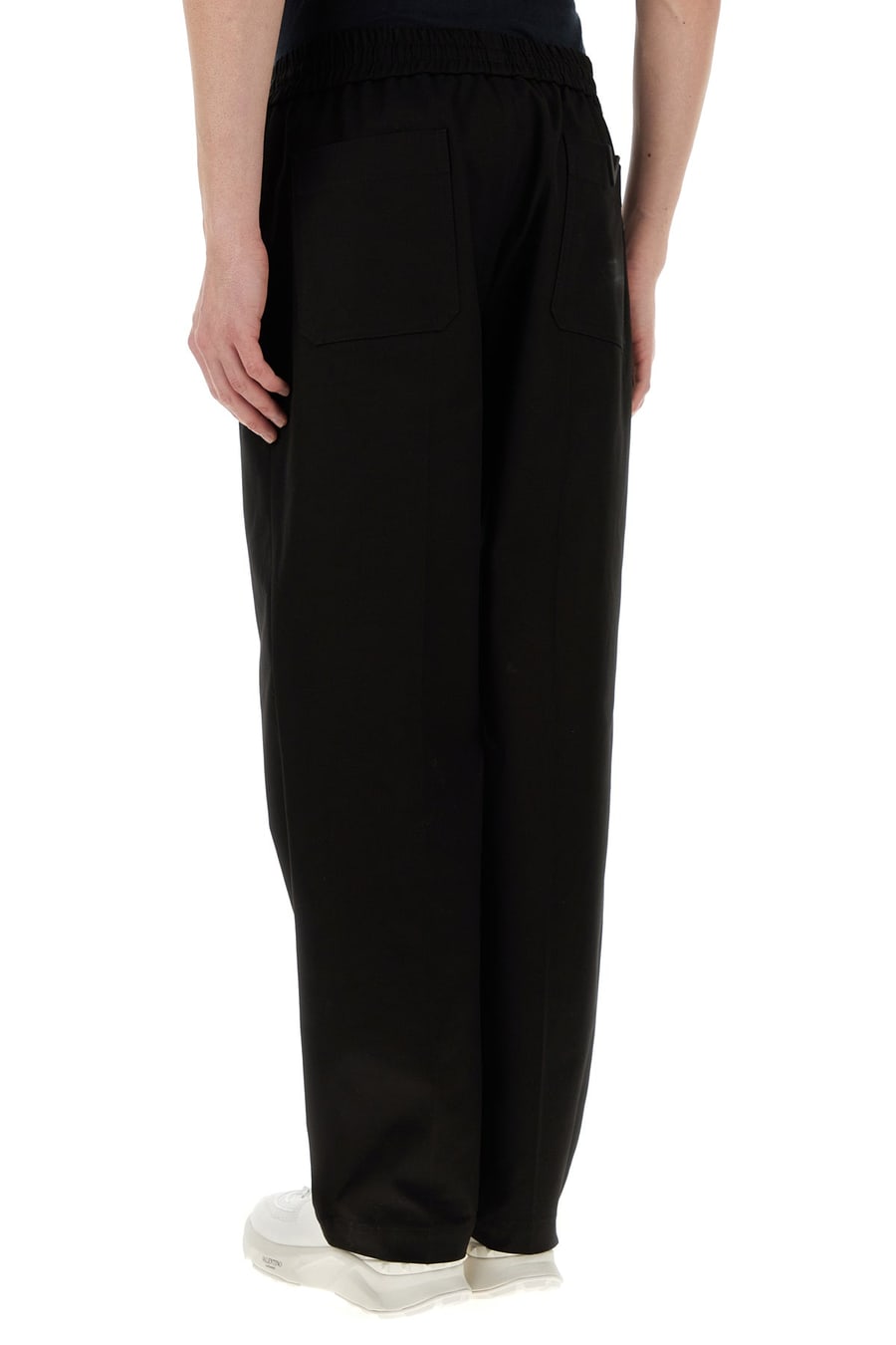 Valentino Garavani Pantalone in cotone stretch nero, view 4