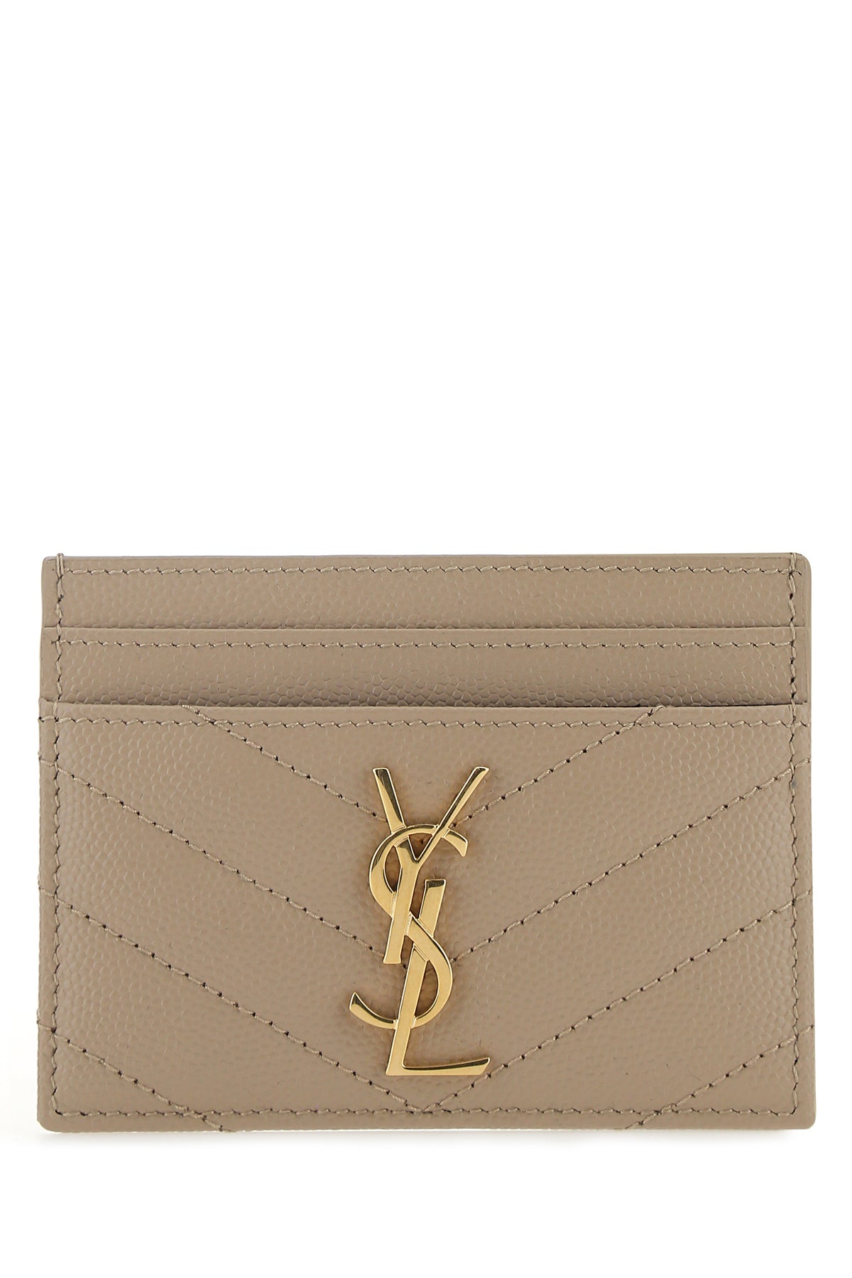 Saint Laurent Portacarte in pelle beige