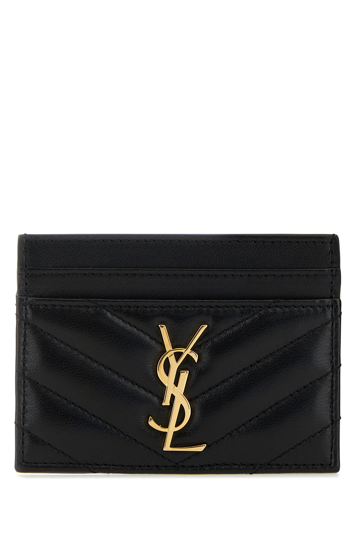 Saint Laurent Portacarte Cassandre in nappa nera