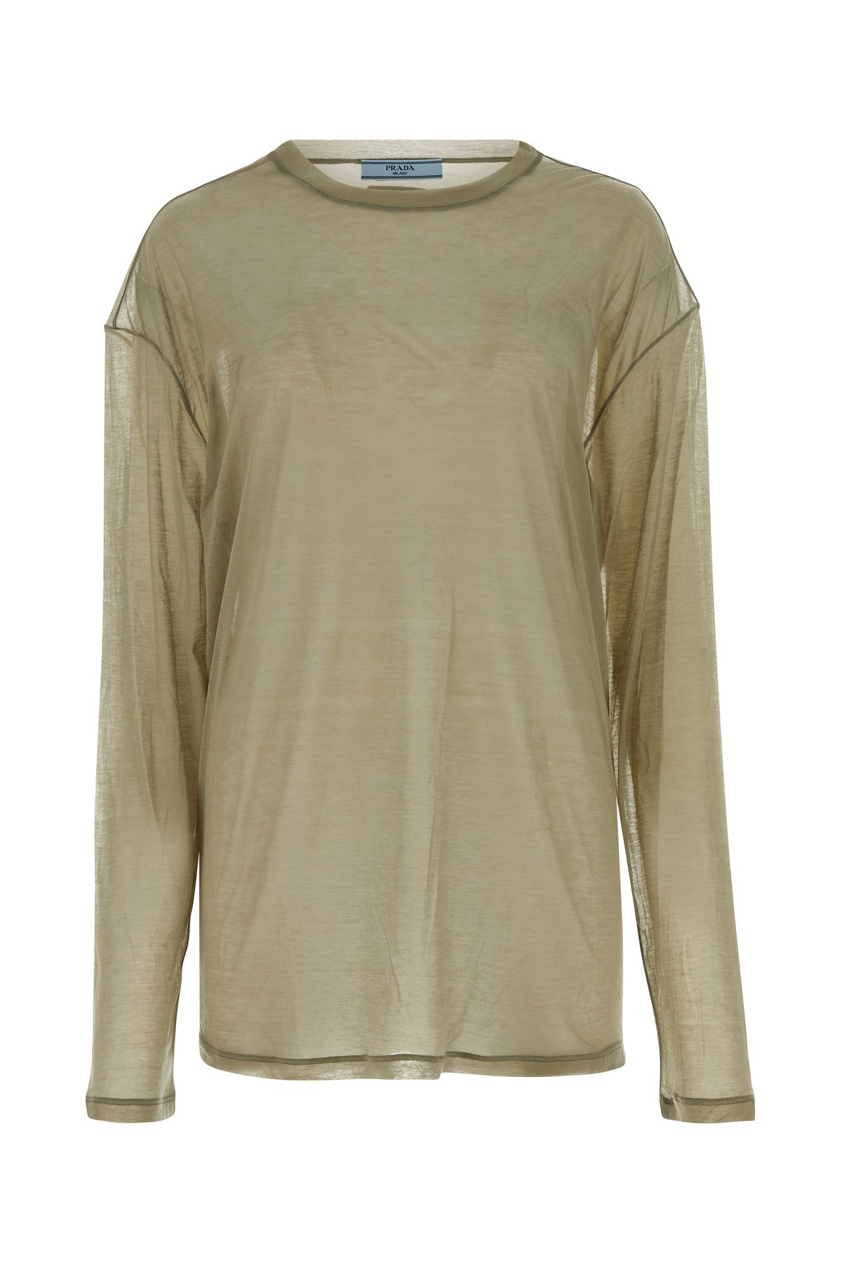 Prada T-shirt oversize in misto lyocell kaki