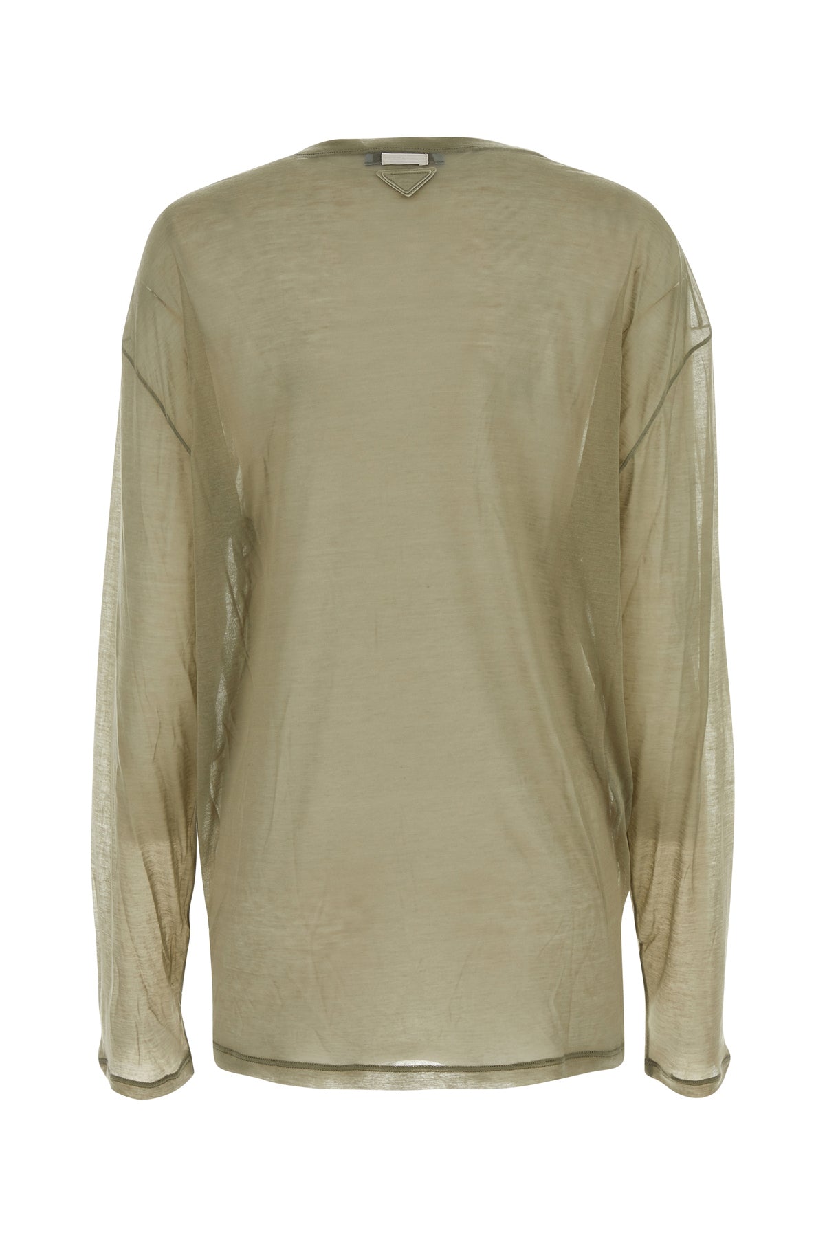 Prada T-shirt oversize in misto lyocell kaki, view 2