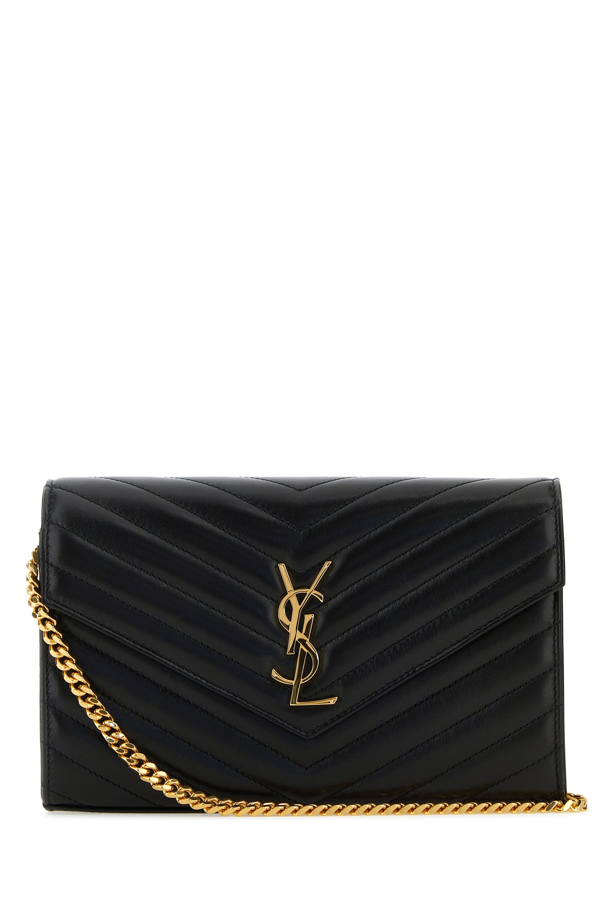 Saint Laurent Clutch Cassandre in pelle nera