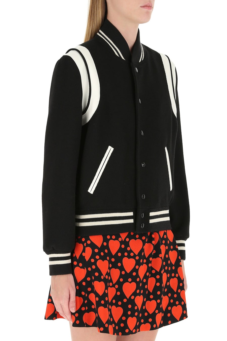Saint Laurent Bomber in misto lana nera, view 3