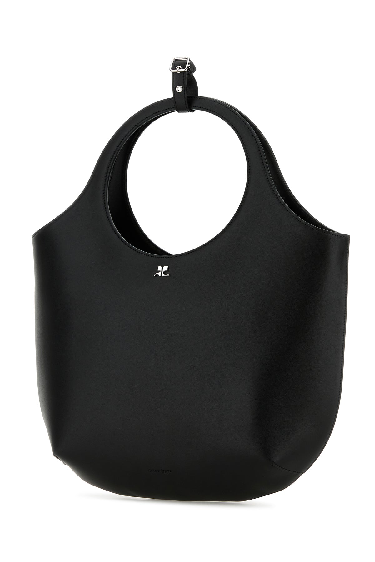 COURREGES Borsa a mano Holy media in pelle nera, view 2