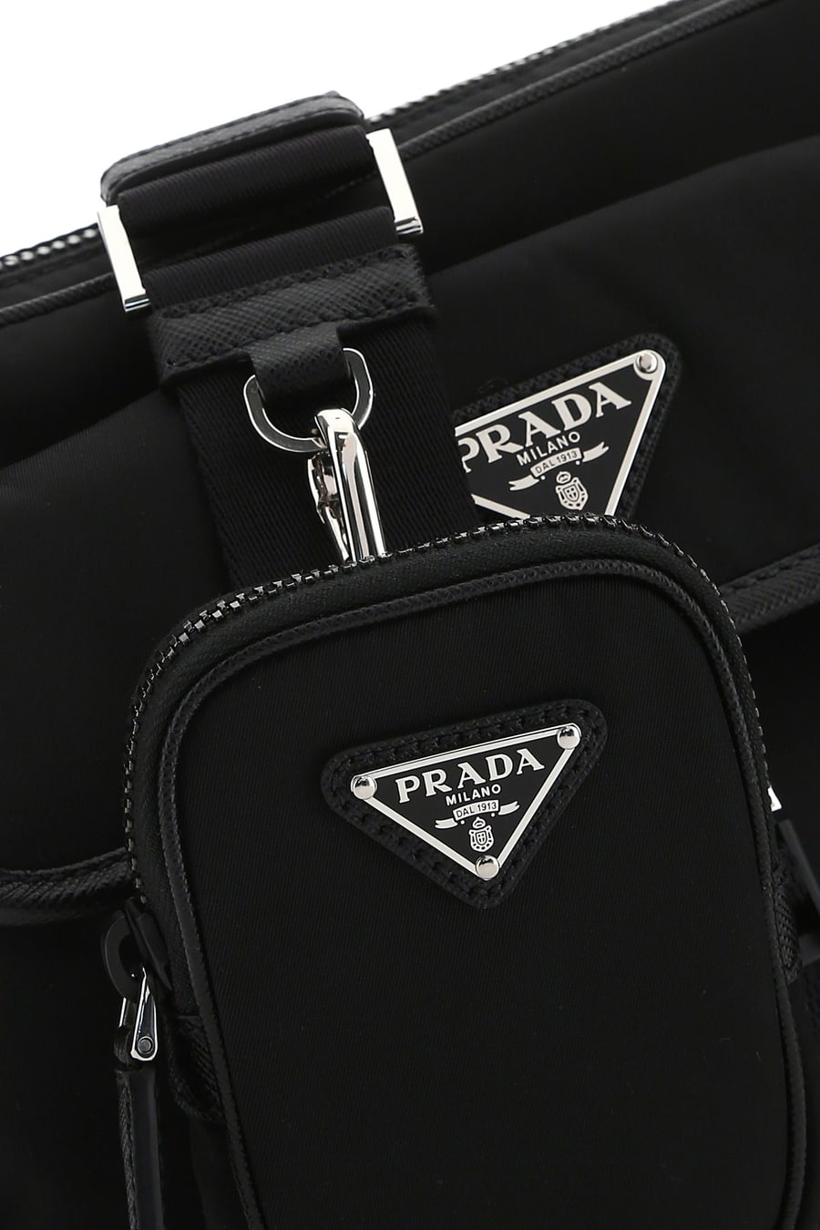 Prada Borsa a tracolla in nylon nero, view 4