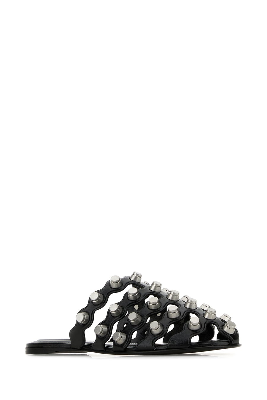 ALEXANDER WANG Slippers Rexa in pelle nera, view 2