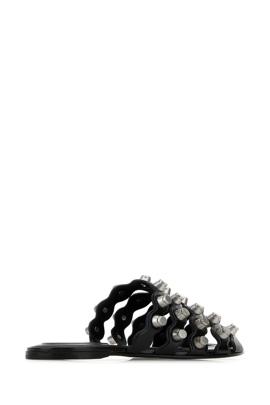 ALEXANDER WANG Slippers Rexa in pelle nera, view 3