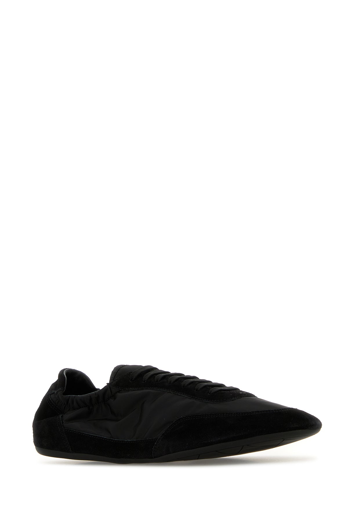 Prada Sneakers nere in nylon e pelle scamosciata, view 2