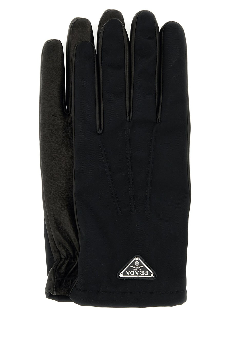 Prada Guanti neri in nylon e nappa