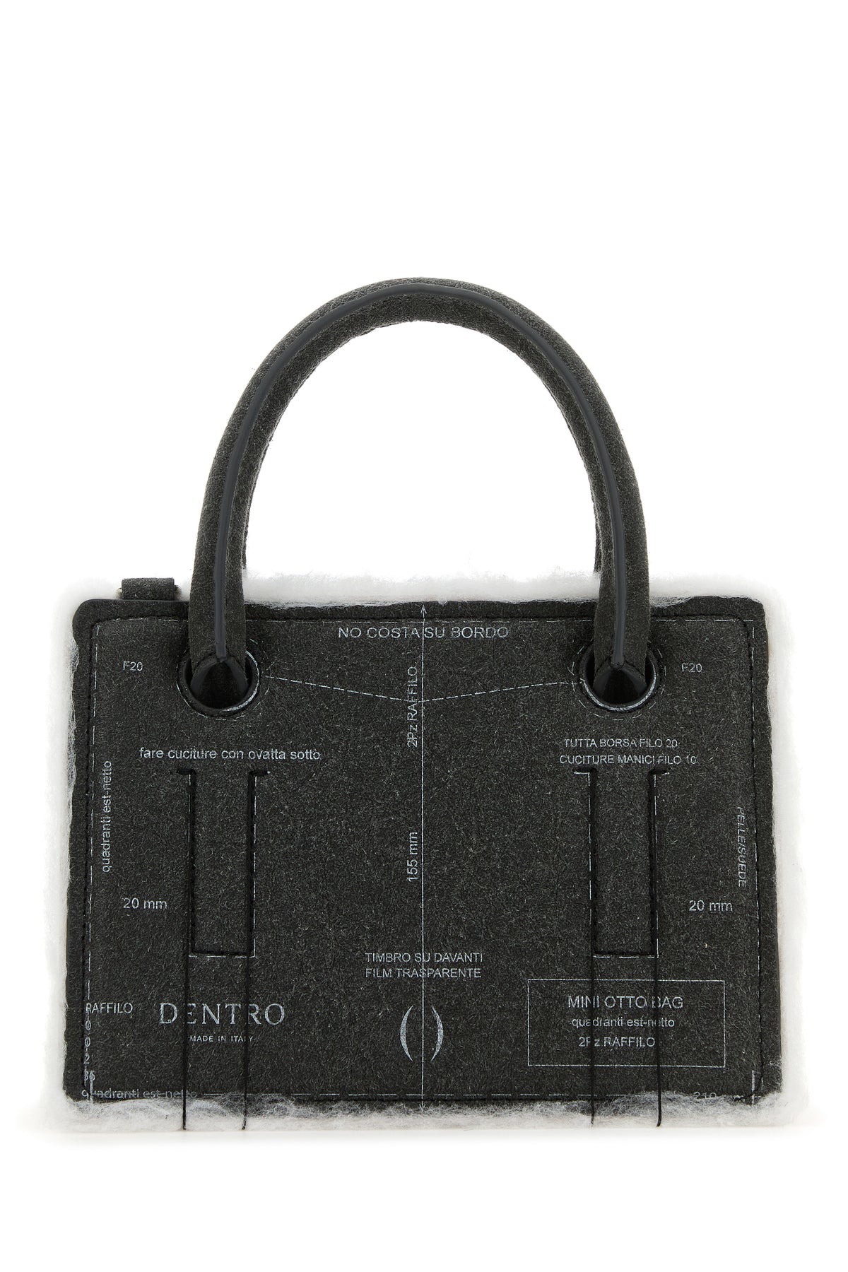 DENTRO Borsa a mano Mini Otto in pelle grigia