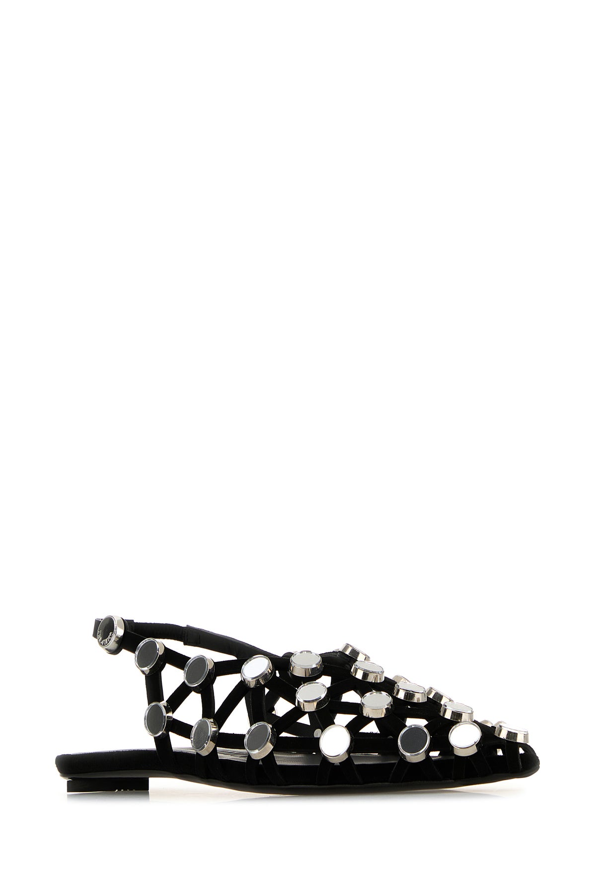 The Attico Ballerine Grid in pelle scamosciata nera, view 2