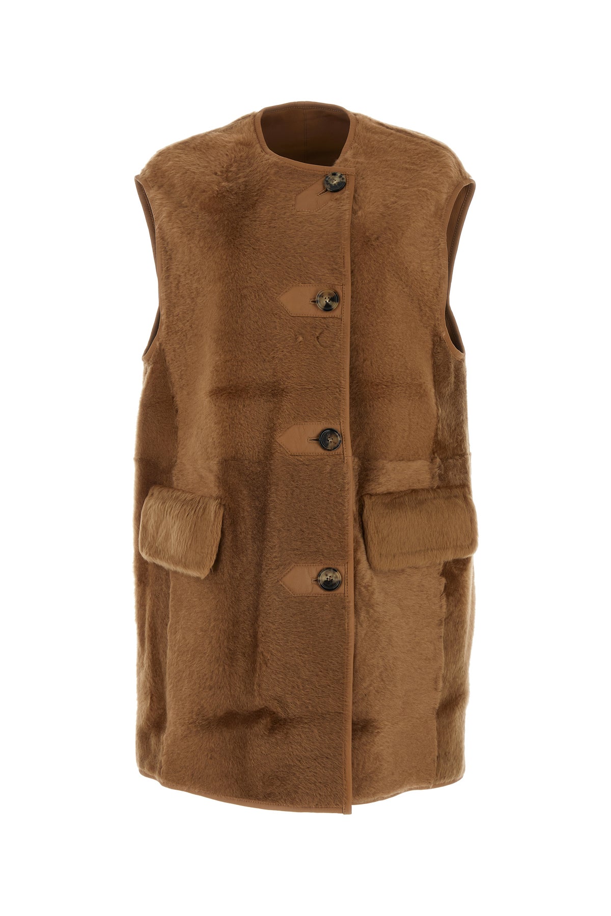 Max Mara Cappotto smanicato Effige in montone biscotto