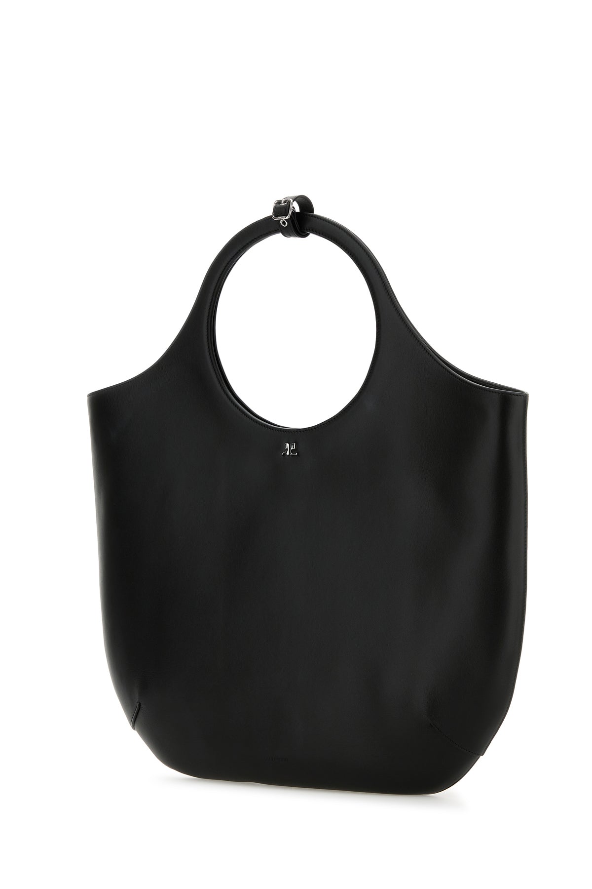 COURREGES Borsa a mano Holy grande in pelle nera, view 2