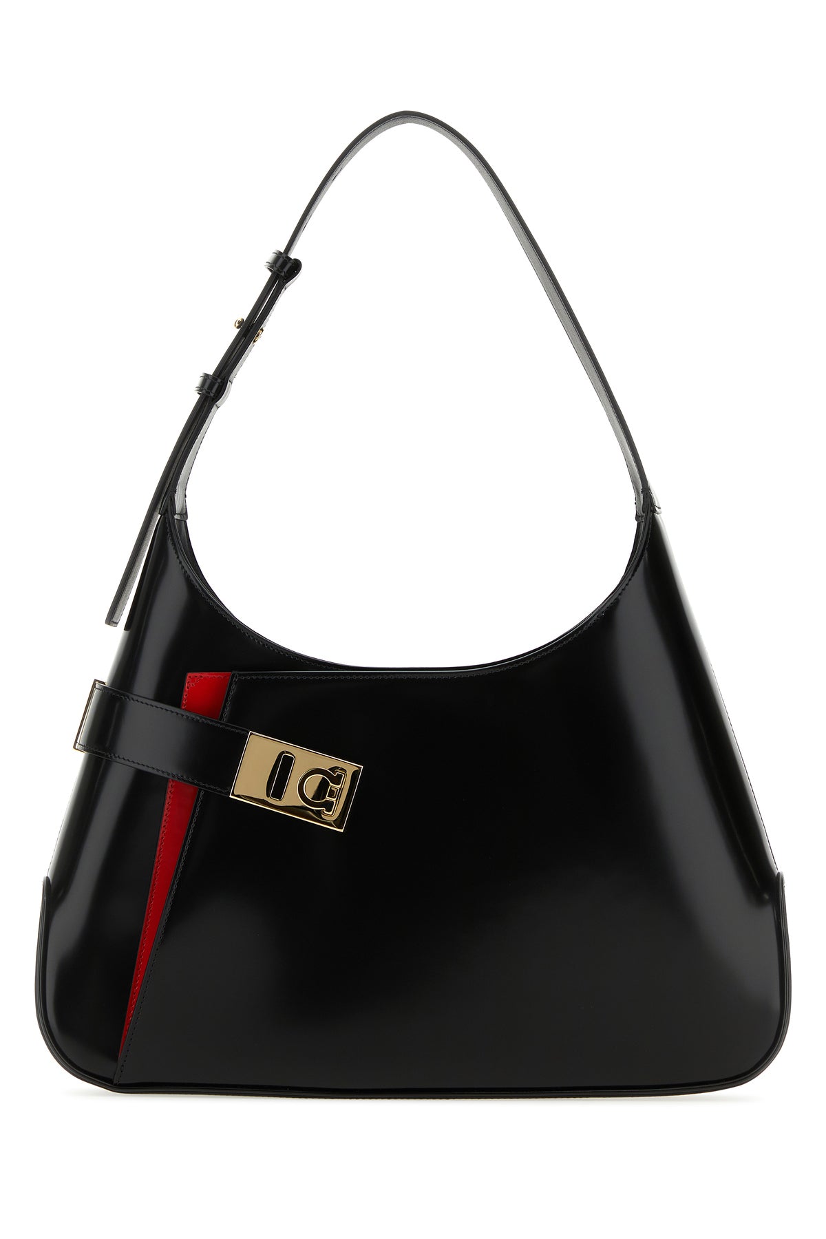 Ferragamo Borsa a spalla Arch grande in pelle nera