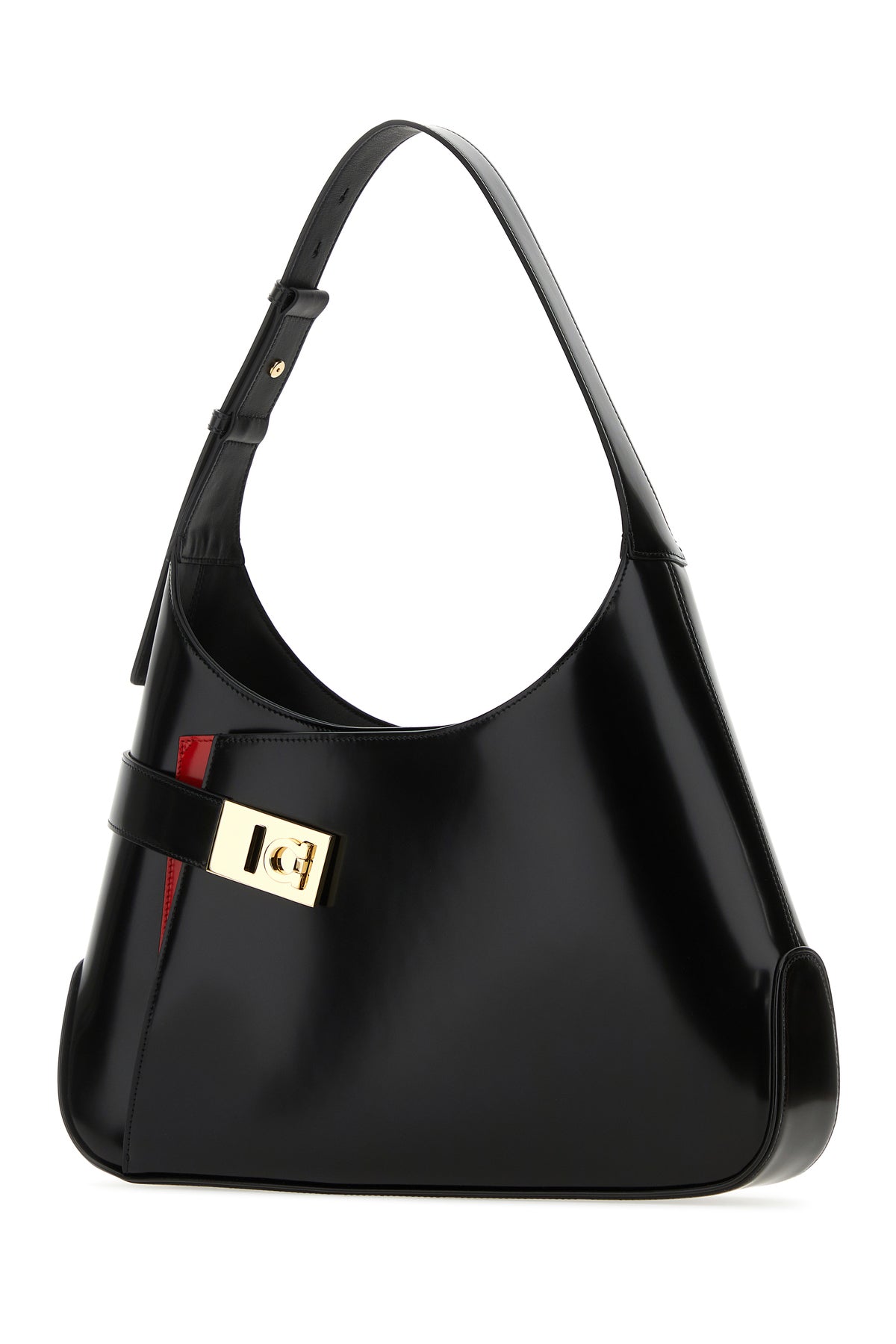 Ferragamo Borsa a spalla Arch grande in pelle nera, view 2