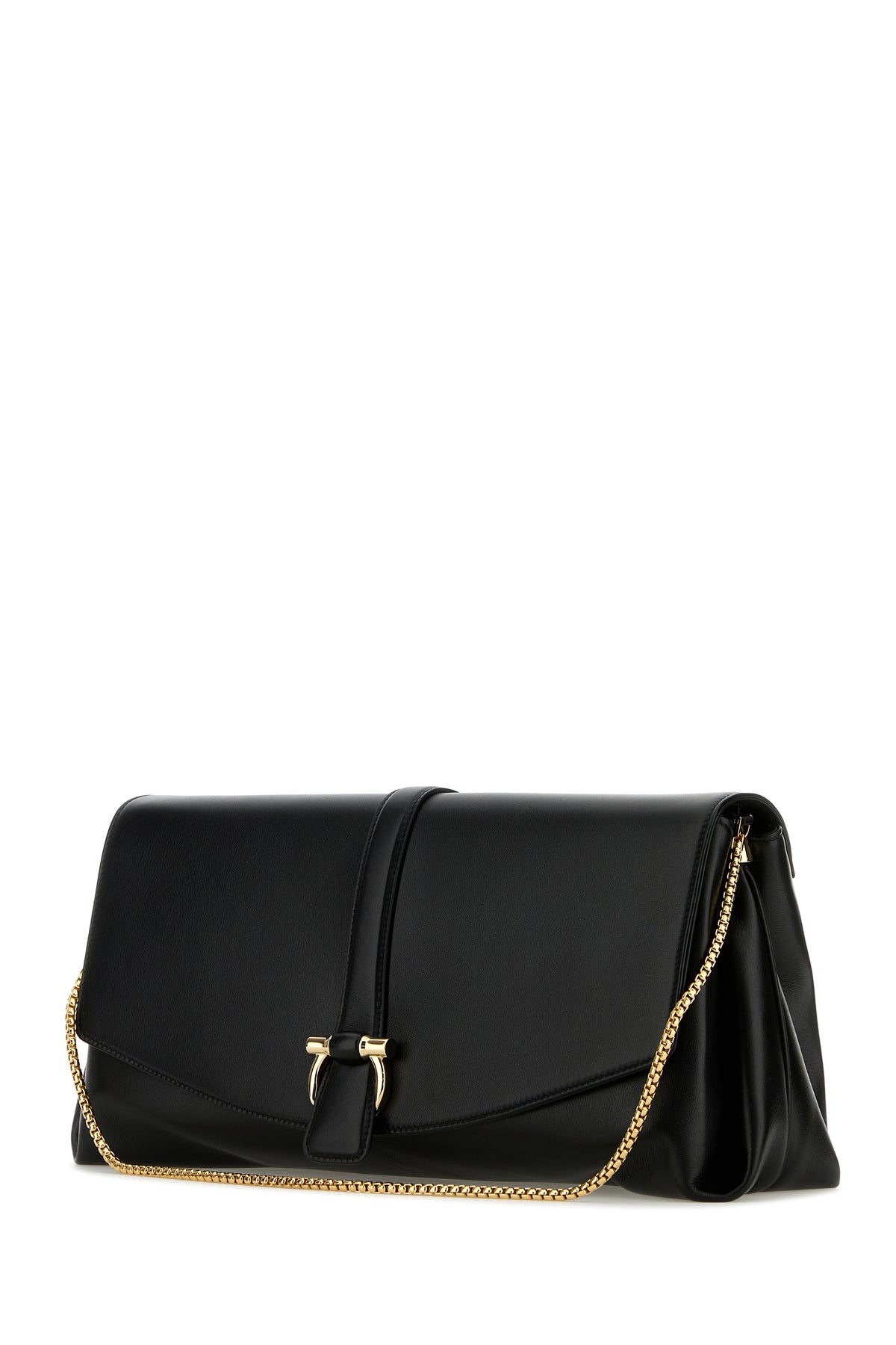 Ferragamo Borsa a tracolla grande in pelle nera, view 2