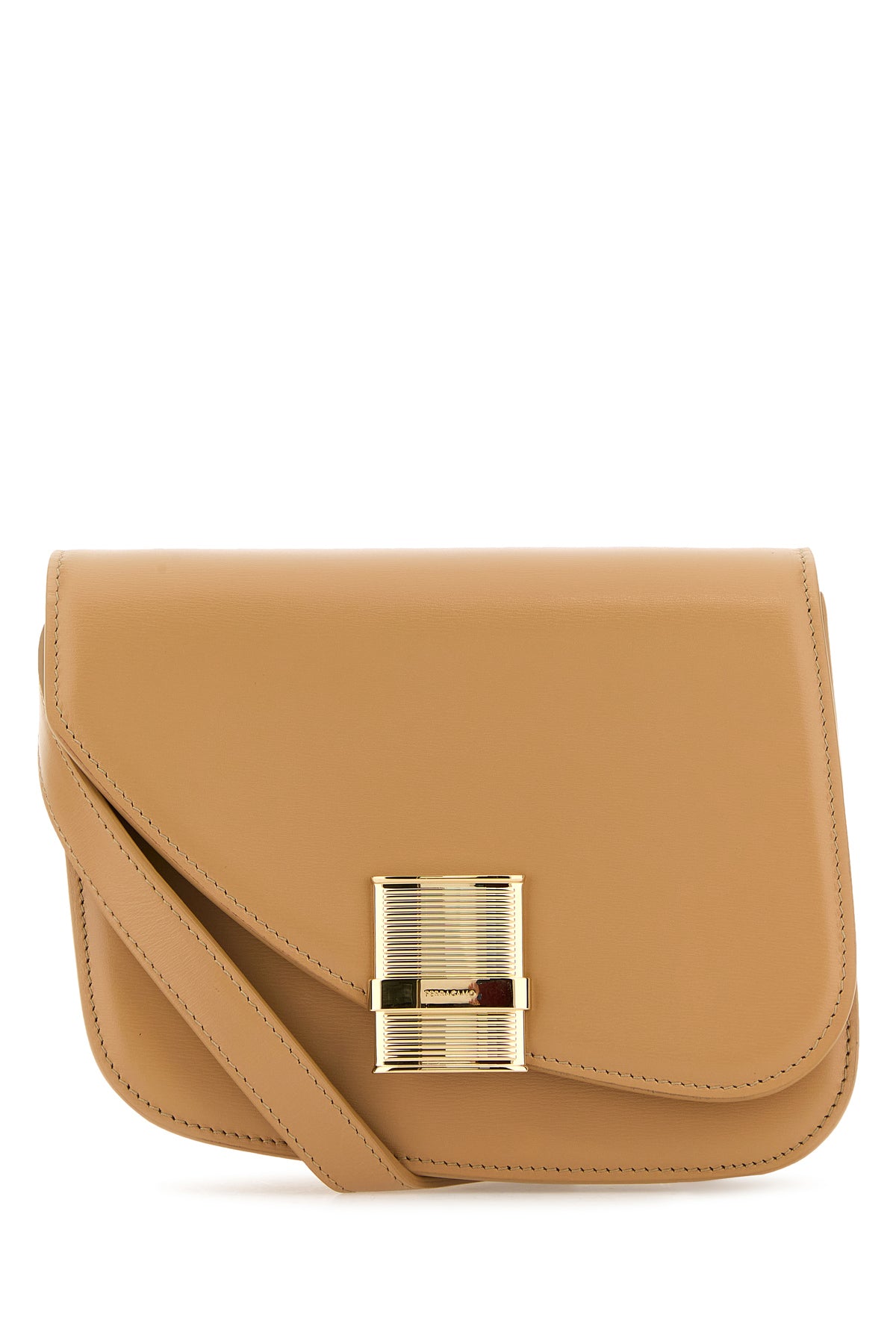 Ferragamo Borsa a tracolla Fiamma piccola in pelle beige