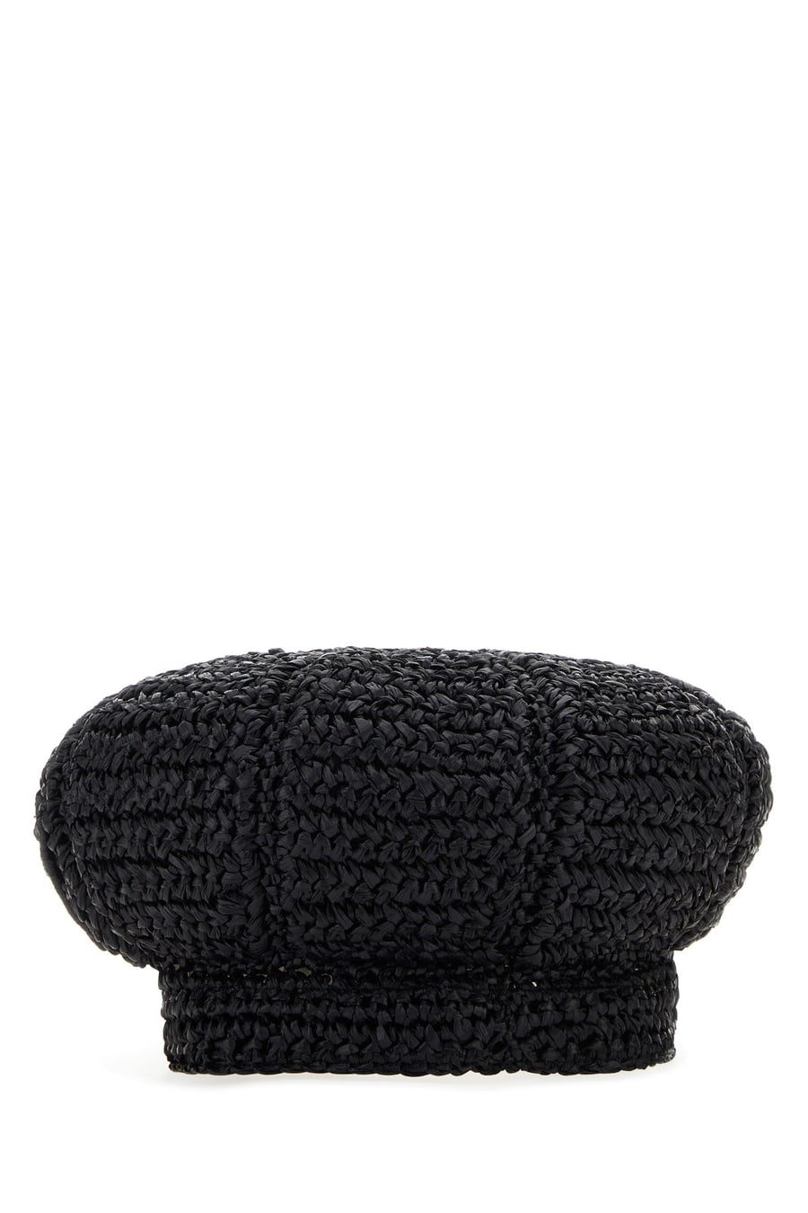 Prada Cappello baker boy in rafia nera